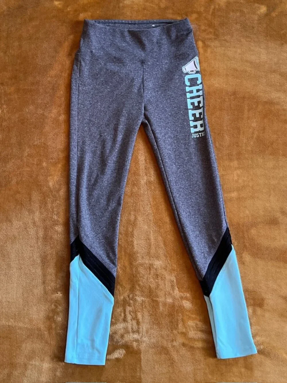 Justice Leggings Lot of 3 Girls size 8 Black Purple Gray Active Cheer School
